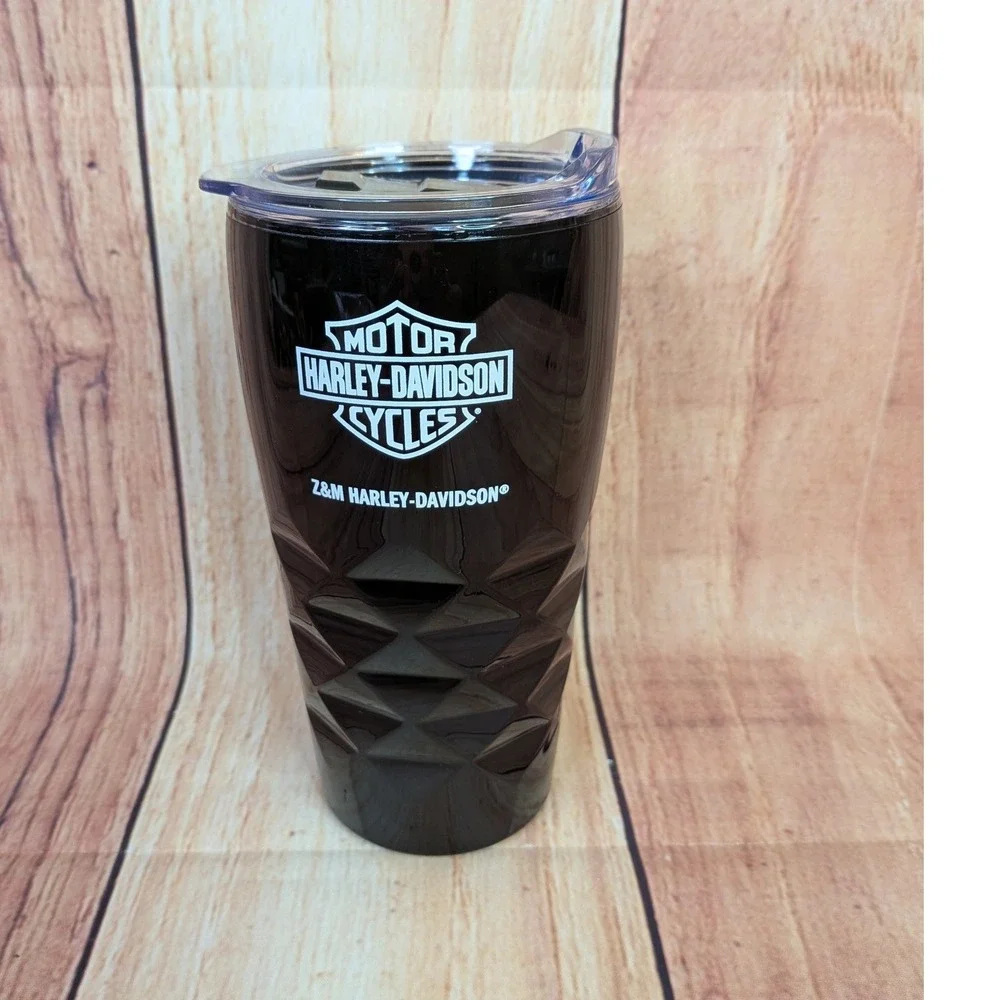 Harley-Davidson Z&M Black Geometric 16oz Travel Tumbler Cup with Lid